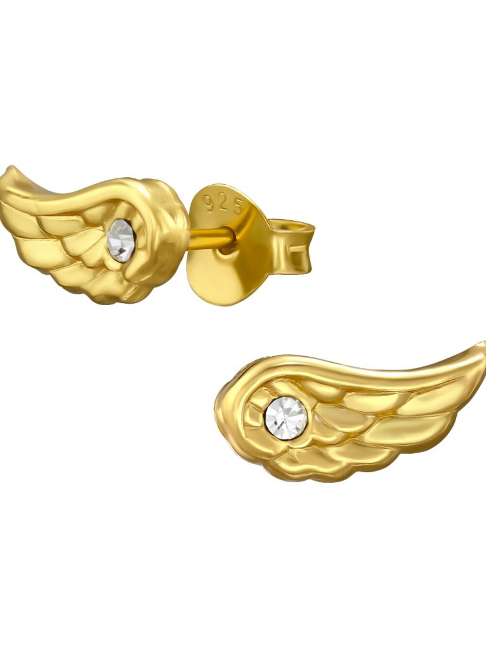 14K Gold Vermeil Crystal Wing Earrings